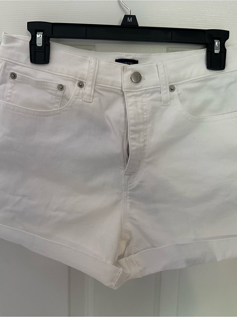 J. Crew White Cuffed Denim Shorts
